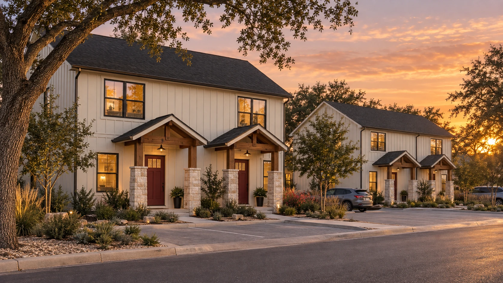 Future two-story Hill Country duplex architecture concept